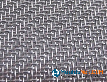 A piece of twill weave stainless steel woven wire cloth.
