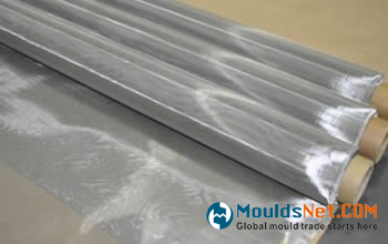 Three rolls of stainless steel woven wire cloth.
