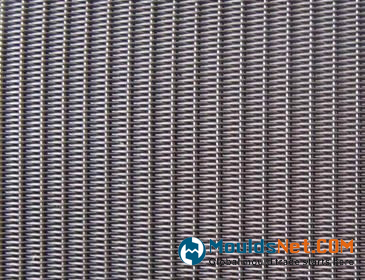 A piece of plain dutch weave stainless steel woven wire cloth.