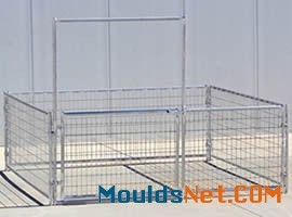 A small welded wire horse corral with gate